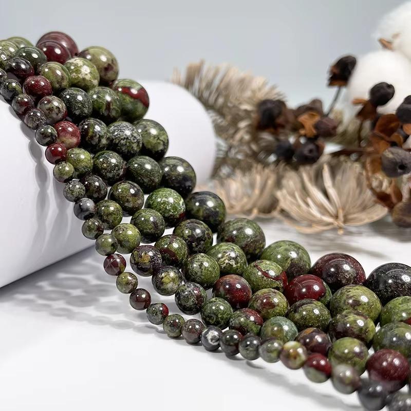 Natural Dragon Blood Jasper  Gemstone Smooth Round Loose Beads For DIY Jewelry Making Desig Handmade Crafts Bracelet, Necklace, Earrings AAA Quality 15.5 Inches Long, Semi Precious Stone, Spacer beads