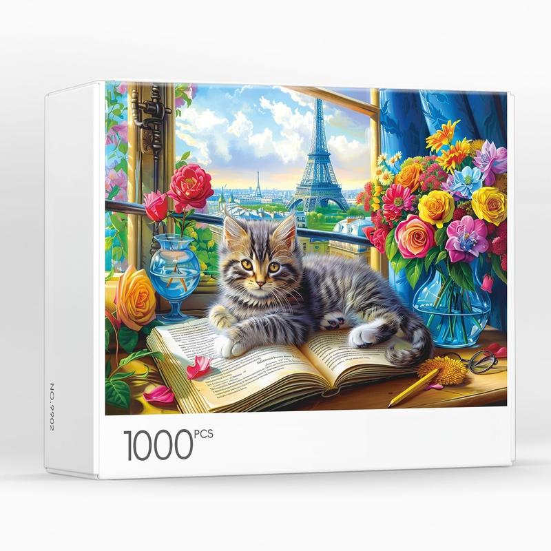 Jigsaw Puzzles 1000 count -  Puzzles for Adults - Cats Kitten Pets Animal Lovers Impossible Hard Difficult Challenging Puzzles for Home Decor Birthday Party Gifts Toy (Shadow of Paris)