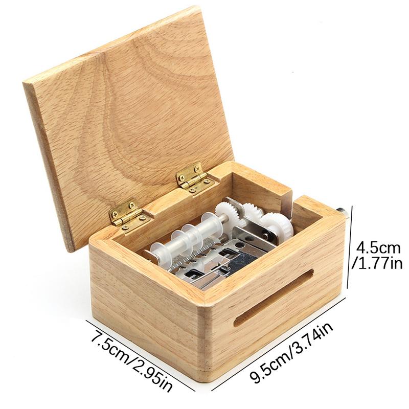 Music Box 15 Tone DIY Mini Wooden Retro Hand Crank Cute Box Gift Valentine's Day Thanksgiving Birthday Christmas (3 Random Works, 7 Blank DIY Works)