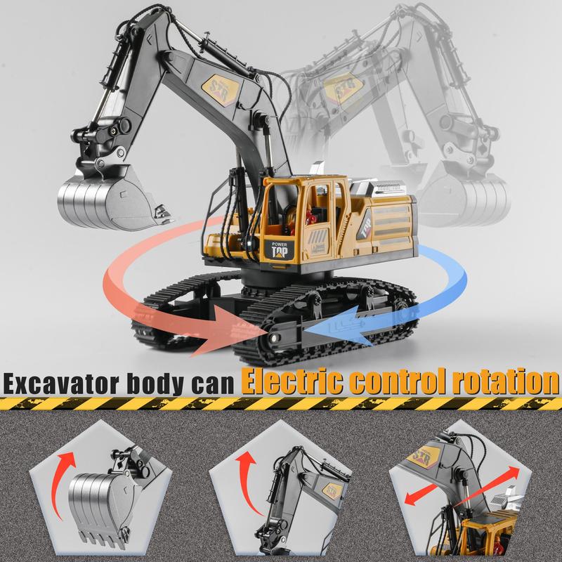 14-channel Remote Control Excavator Toy, 1 Box Construction Truck Toy with Simulation Smoke, Mechanical Sound & Light Effect, Ideal Gift for Boys, Christmas, Christmas Gift