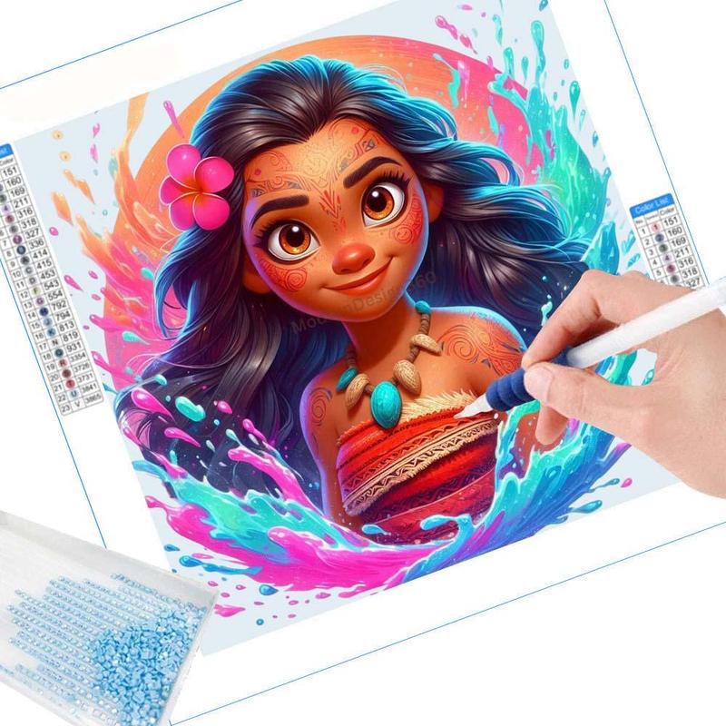 Disney Cartoon Princess Lilo Pattern DIY Diamond Arts Colorful Painting Kit without Frame, 1 Set DIY 5D Diamond Arts Colorful Painting for Bedroom Home Wall Decor