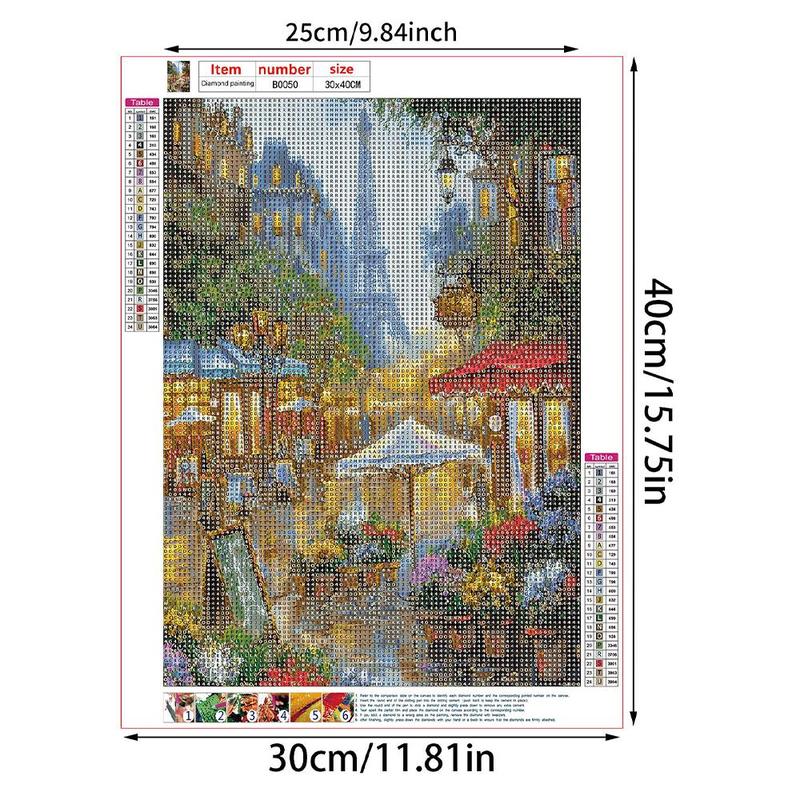 Paris Flower Market Pattern DIY Diamond Arts Colorful Painting Kit without Frame, DIY 5D Diamond Art Embroidery Kt, Wall Art Decor for Home