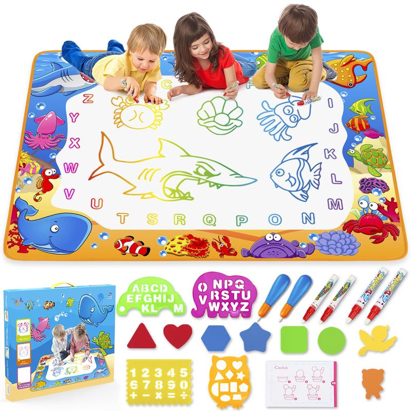 Water Doodle Mat - Kids Painting Writing Color Doodle Drawing Mat Toy Bring Magic Pens Educational Toys for age 4 5 6 7 Year Old Girls Boys Age Toddler Gift