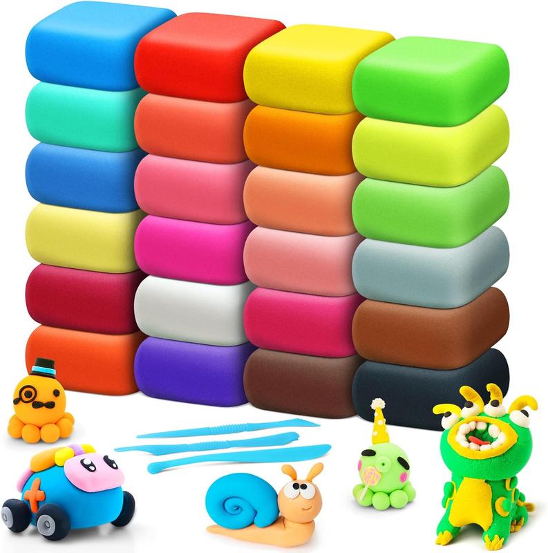 24 Color Air Dry Clay Set for Kids - Creative DIY Projects - Perfect Christmas Gift for Boys & Girls