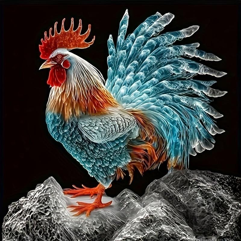 Rooster Pattern DIY Diamond Art Painting Without Frame, DIY 5D Diamond Arts Painting Kit, Wall Art Decor For Home Living Room Bedroom