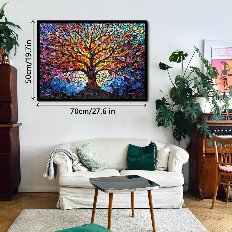 Stained Glass Puzzle Tree of Life Puzzles for Adults 1000 count, Impossible Hard Difficult Challenging Puzzles for Adults, Colorful Mosaic Tree of Life Jigsaw Puzzle 1000 count