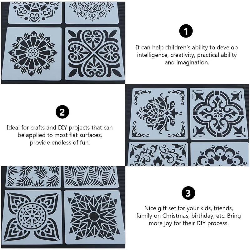 Mandala Pattern Painting Stencil, 36pcs set DIY Decorative Painting Template, Wall Painting Template for Wood Tile Fabric