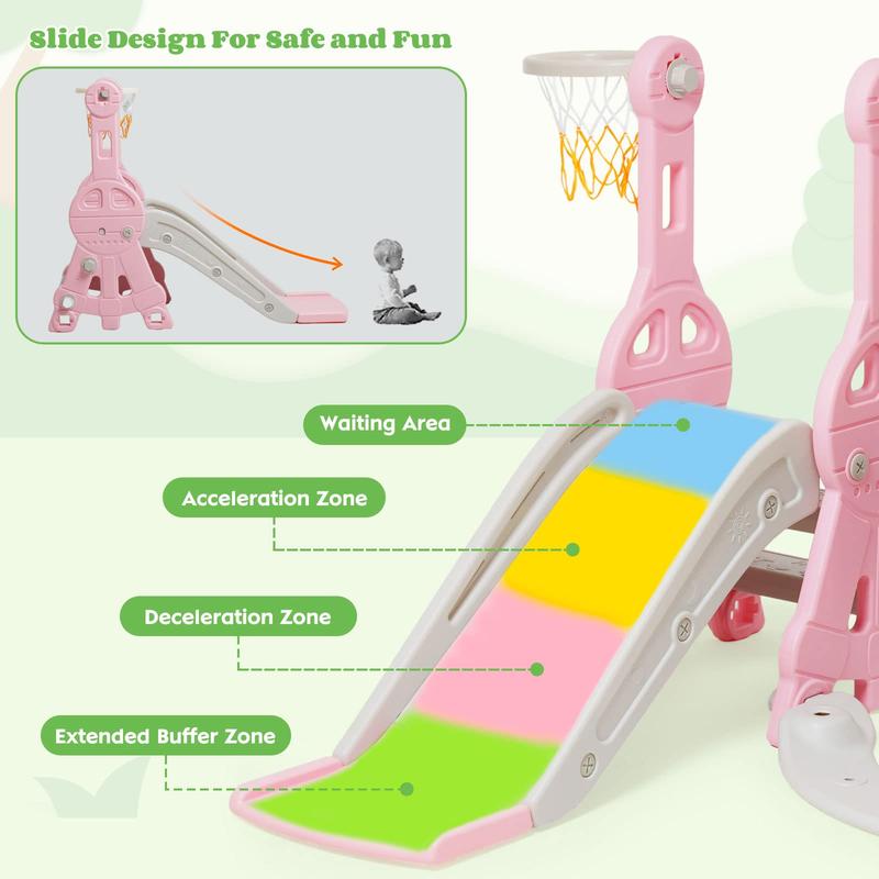 4-in-1 Compact Slide and Swing Set, Family Slide for Boys and Girls Aged 1 to 4, Slide with Basketball Hoop, Indoor and Outdoor Slide Play Facilities and Playgrounds Easy to assemble. incandescent christmas lights