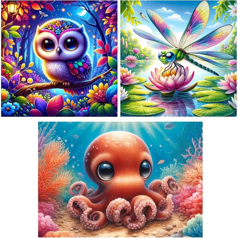 3 Pack Animal DIY Diamond Art Kit Small Diamond Painting Mini Diamond Art Paintings diamond paintings