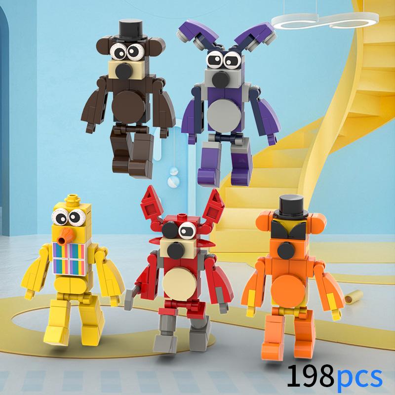 FNAF Five Nights Security Breach Building Block Toy 5 in 1, Fazbear Freddy Fighting Monster Action Figure DIY Model Toys,Suitable for 6+ Adults Boys Girls Halloween Gift