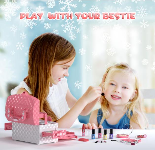 Girl 56 Pcs Washable Real Makeup Kit Girl Gift for 3-12