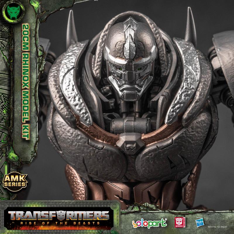 Transformers Toys: Rhinox Action Figure (with Optimus Prime's Weapon) - Rise of the Beasts - 7.87 Inch Pre-assembled Model Kit from the YOLOPARK AMK Series