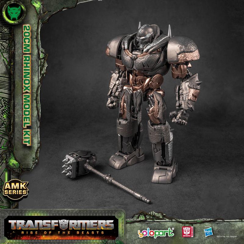 Transformers Toys: Rhinox Action Figure (with Optimus Prime's Weapon) - Rise of the Beasts - 7.87 Inch Pre-assembled Model Kit from the YOLOPARK AMK Series