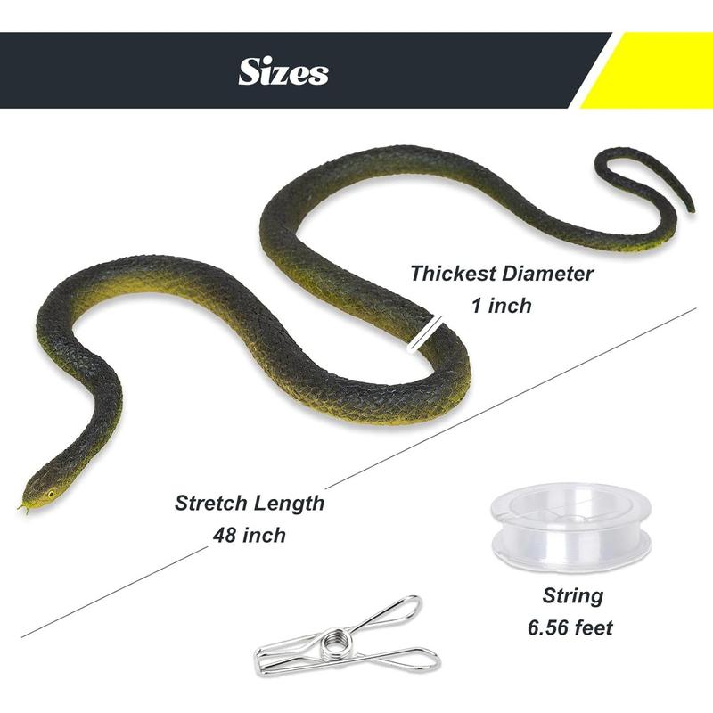 Snake Prank with String Clip, Golf Snake Prank, Rubber Fake Snake Prank with String, Rubber Snake Tricky Toy, Gag Gift (6.56 ft String, 3.9 ft Rubber Snake)