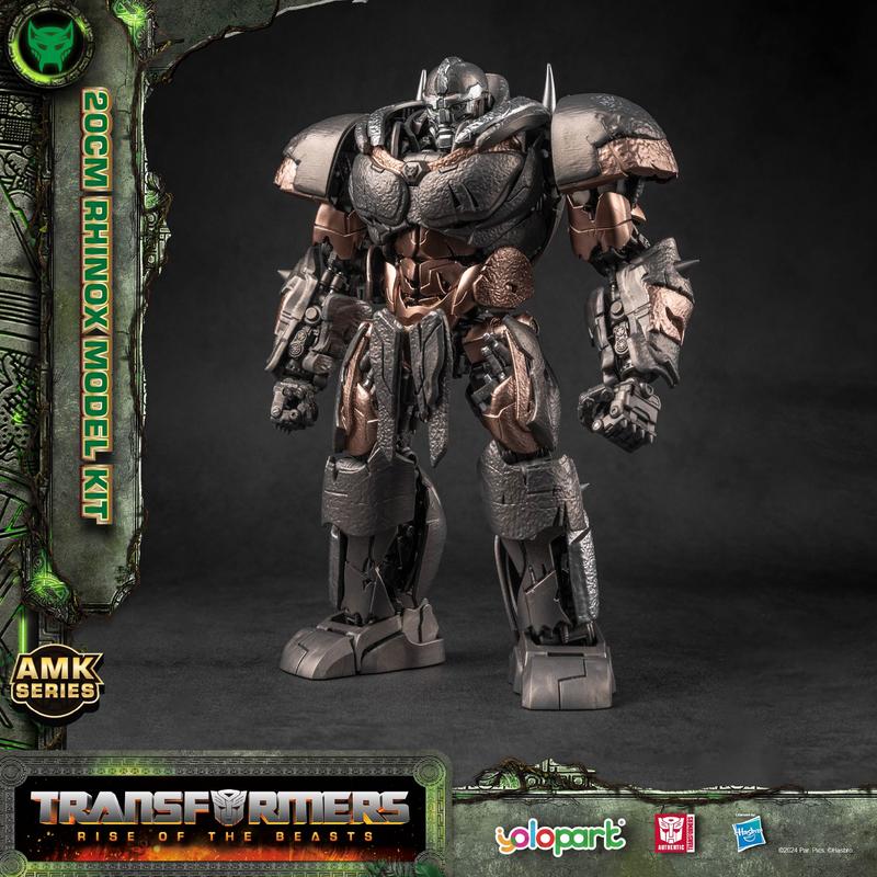 Transformers Toys: Rhinox Action Figure (with Optimus Prime's Weapon) - Rise of the Beasts - 7.87 Inch Pre-assembled Model Kit from the YOLOPARK AMK Series