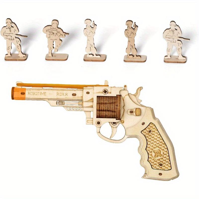 Robotime ROKR 3D Multi-Player Revolver Wooden Puzzle - Intricately Crafted DIY Building Toy with 3D Wood Targets - Unique Gift foe children LQ401