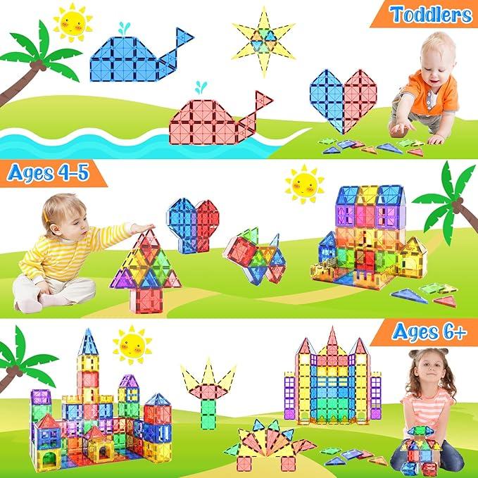 103 PCS Magnetic Building Tiles Set, Magnetic Tiles Kids Toys for Toddler Magnetic Blocks Building Toys Preschool Learning Sensory Montessori Toys for 3+ Year Old Boys and Girls, Safe Creativity Toddler Kids Toys magnetic building house building