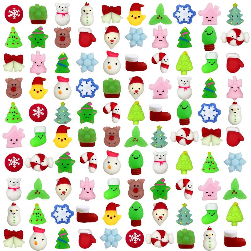 100 PCS Christmas Mochi Toys Squishies Christmas Toys for Kids Girls Boys Toddlers Christmas Party Favors Stocking Stuffers Gifts