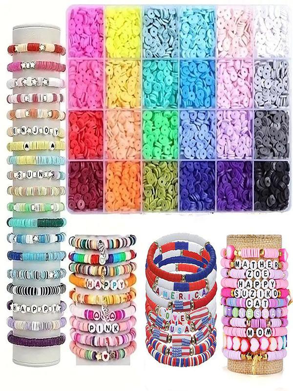 Random Color DIY Beaded Bracelet Kit, 1 Set Colorful Loose Beads for DIY Jewelry Making, Friendship Bracelet Kit, Christmas Gift