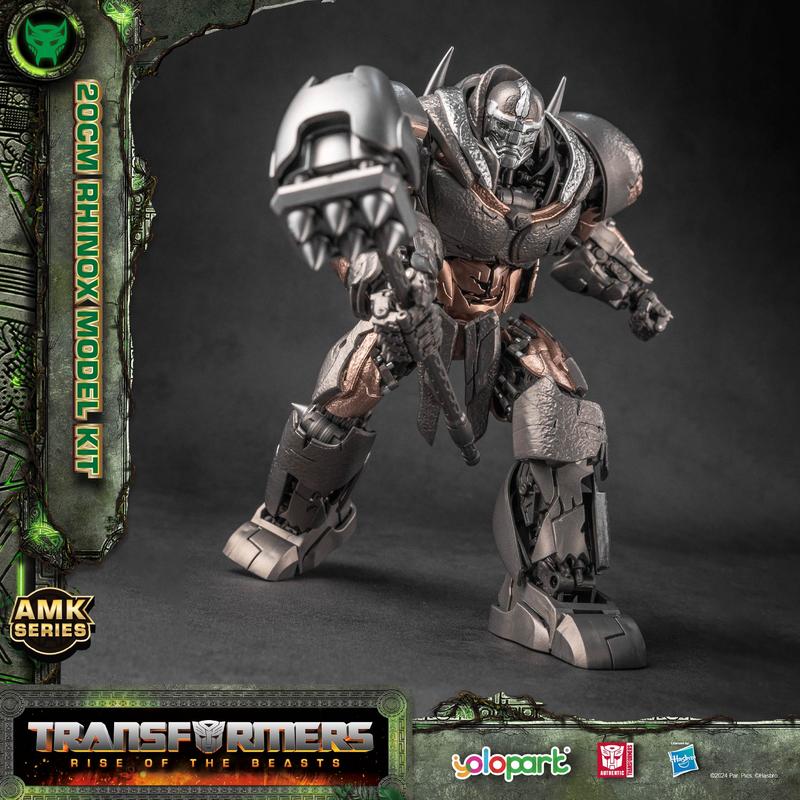 Transformers Toys: Rhinox Action Figure (with Optimus Prime's Weapon) - Rise of the Beasts - 7.87 Inch Pre-assembled Model Kit from the YOLOPARK AMK Series