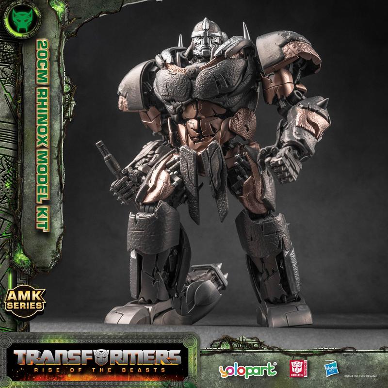 Transformers Toys: Rhinox Action Figure (with Optimus Prime's Weapon) - Rise of the Beasts - 7.87 Inch Pre-assembled Model Kit from the YOLOPARK AMK Series