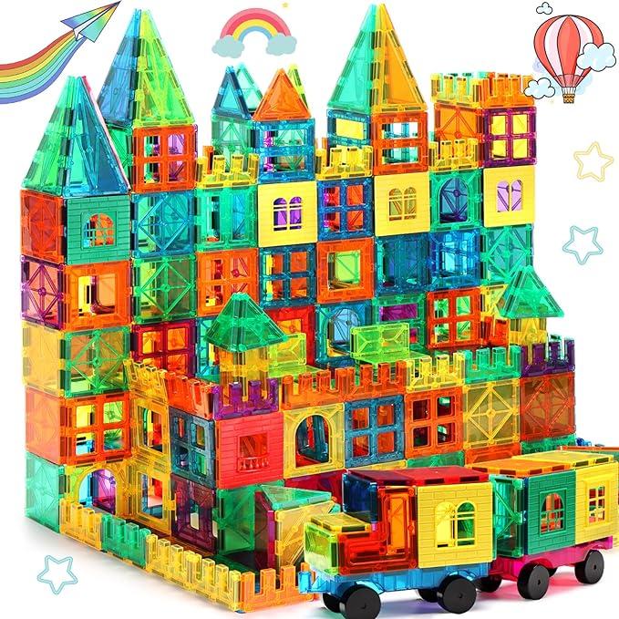 103 PCS Magnetic Building Tiles Set, Magnetic Tiles Kids Toys for Toddler Magnetic Blocks Building Toys Preschool Learning Sensory Montessori Toys for 3+ Year Old Boys and Girls, Safe Creativity Toddler Kids Toys magnetic building house building