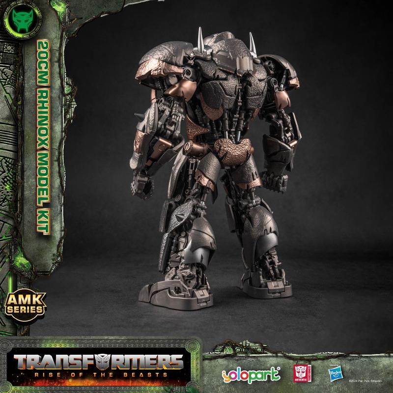 Transformers Toys: Rhinox Action Figure (with Optimus Prime's Weapon) - Rise of the Beasts - 7.87 Inch Pre-assembled Model Kit from the YOLOPARK AMK Series