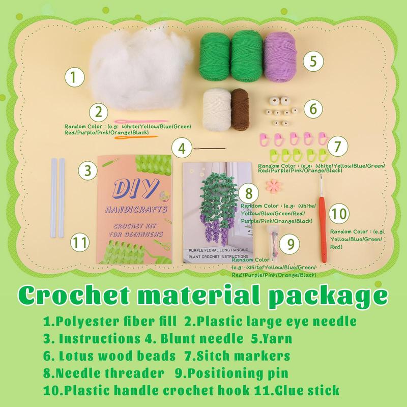 DIY Plant Hanging Craft Kit, 1 Set Funny Handmade Crochet Plant Hanging Craft Kit, Home Decoration Supplies for Indoor & Outdoor