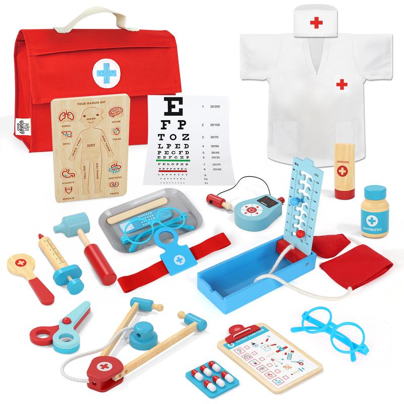 Lehoo Castle Doctor Kit for Kids, 23Pcs Kids Doctor Playset Kit with Storage Bag & Real Stethoscope Toy, for Girls Fun Role Playing Game, Doctor Play Gift for Kids multicoloured city simulation