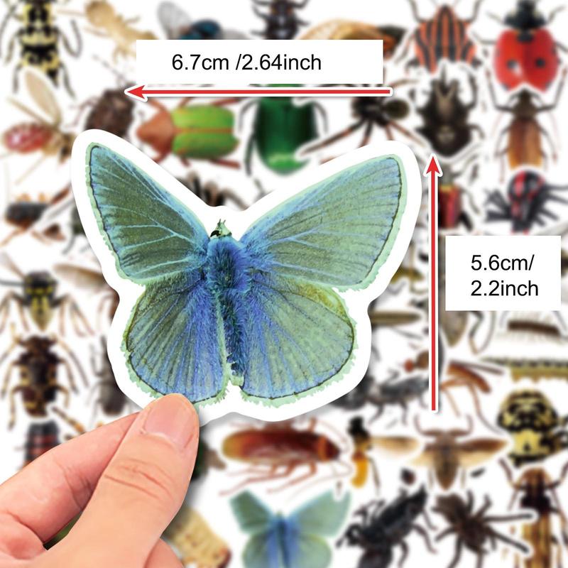 50pcs set Realistic Insect Sticker, Cute Animal Stickers for DIY Scrapbook Water Bottle Decoration