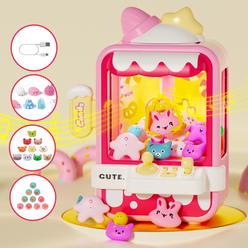 Mini Claw Machine, Candy Dispenser Vending Machine Toys,Games Trendy Cool Stuff with Unicorn Toy, Arcade Games Machines Family Day Birthday Gifts