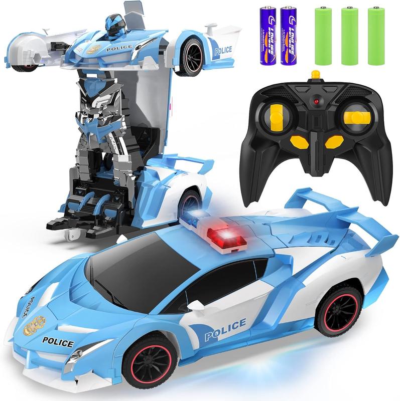 RC Car - Transformer, One Key Transform Flash Robot, 2.4Ghz 1:18 Scale Transformer Car Boys Kids Toys Gift with 360 Degree Rotation Drift Function