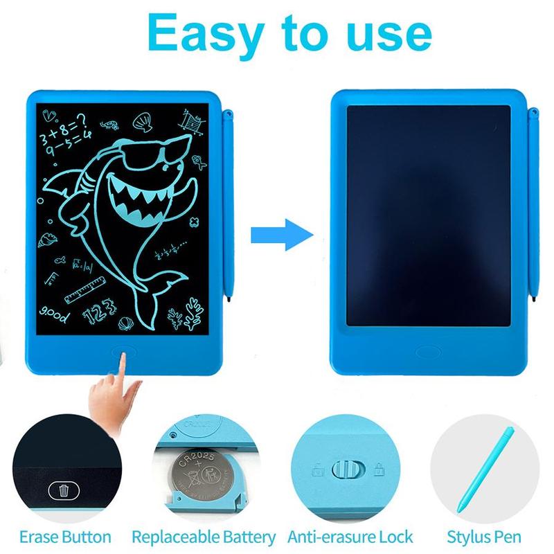 LCD Writing Board, 1 Count Cartoon Shark Pattern Drawing Board, Improve Children's Concentration and Drawing Ability, Gift for Teenager's Birthday