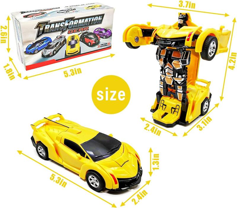 GROVIE Transforming Robot Car 2 in 1 Friction Model Toy Yellow Color | Deforming Transformer Car Toy | for Boys Girls Children Toy Best Gift for Christmas Birthday 3+ Years Old Yellow