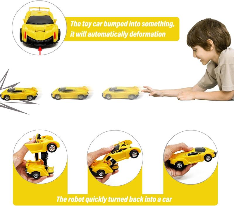 GROVIE Transforming Robot Car 2 in 1 Friction Model Toy Yellow Color | Deforming Transformer Car Toy | for Boys Girls Children Toy Best Gift for Christmas Birthday 3+ Years Old Yellow