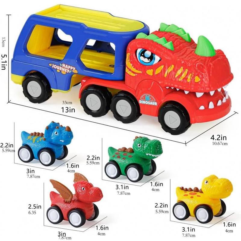 Dinosaur Design Monster Truck Toy, 5 Counts set Pull Back Cars for Toddlers, Birthday Gifts for Boys & Girls, Thanksgiving Christmas Gift Set