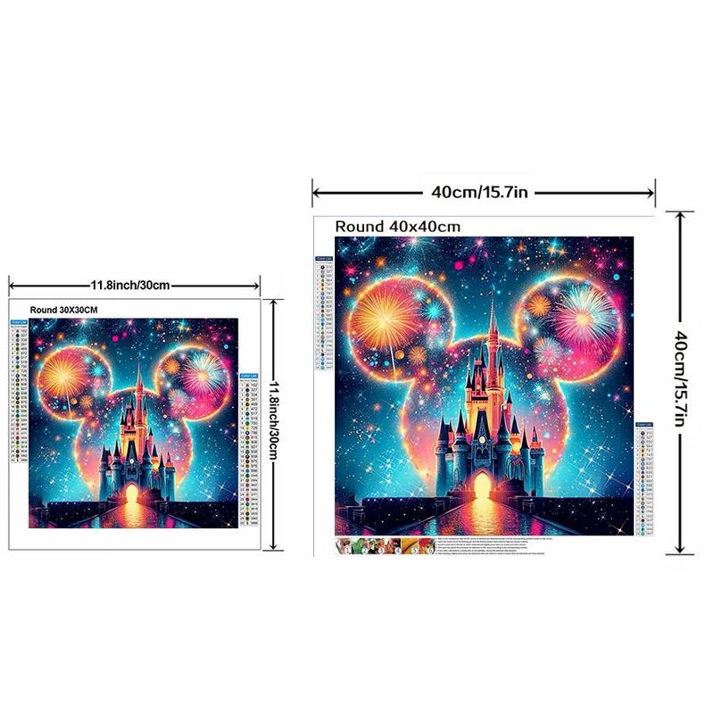 Disney Cinderella Castle Pattern DIY Diamond Arts Colorful Painting Kit without Frame, 5D Diamond Decor Painting Kit for Christmas Gift, DIY Wall Art Decor for Home Office