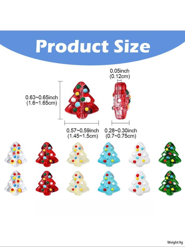 Christmas Tree Shaped Beads Kit, Cute Colorful Clear Beaded, Fashionable Beads for Jewelry Making, DIY Jewelry Making Supplies