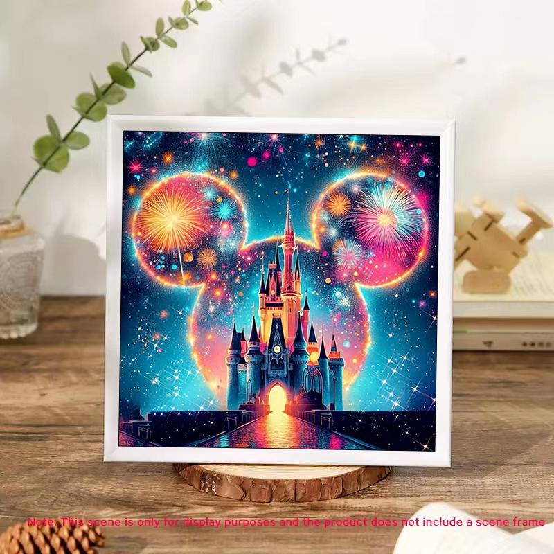 Disney Cinderella Castle Pattern DIY Diamond Arts Colorful Painting Kit without Frame, 5D Diamond Decor Painting Kit for Christmas Gift, DIY Wall Art Decor for Home Office