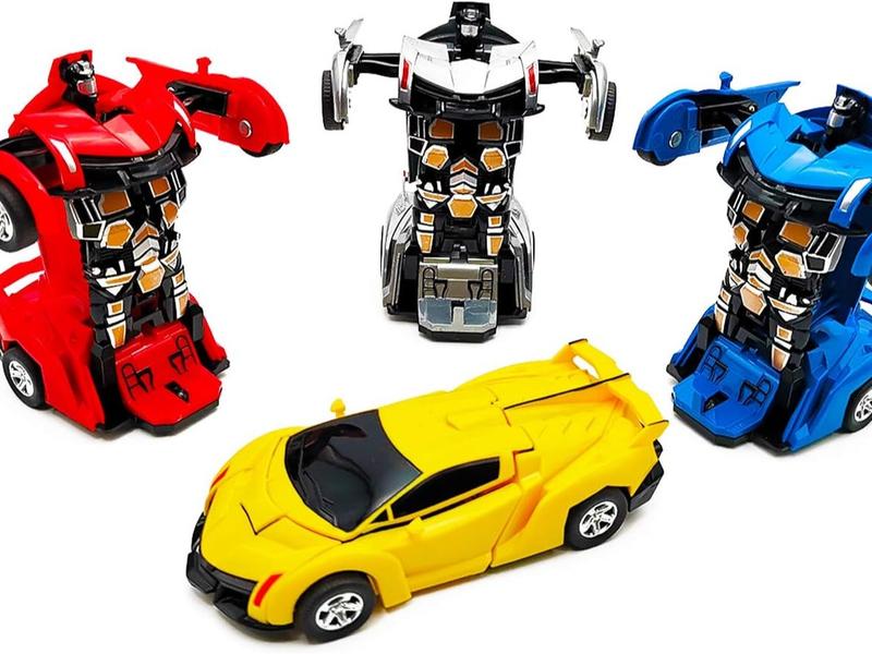 GROVIE Transforming Robot Car 2 in 1 Friction Model Toy Yellow Color | Deforming Transformer Car Toy | for Boys Girls Children Toy Best Gift for Christmas Birthday 3+ Years Old Yellow