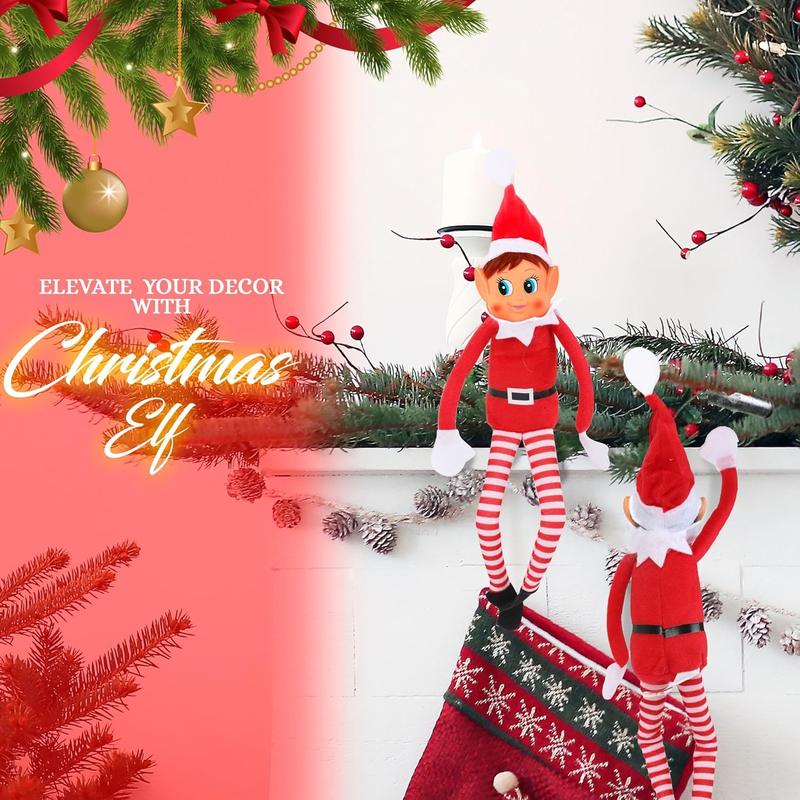 Christmas Elf Behaving Badly Plush Toy | Elfette Novelty Long Bendy Naughty Girl Christmas Doll | 12 Inches Red Velvet