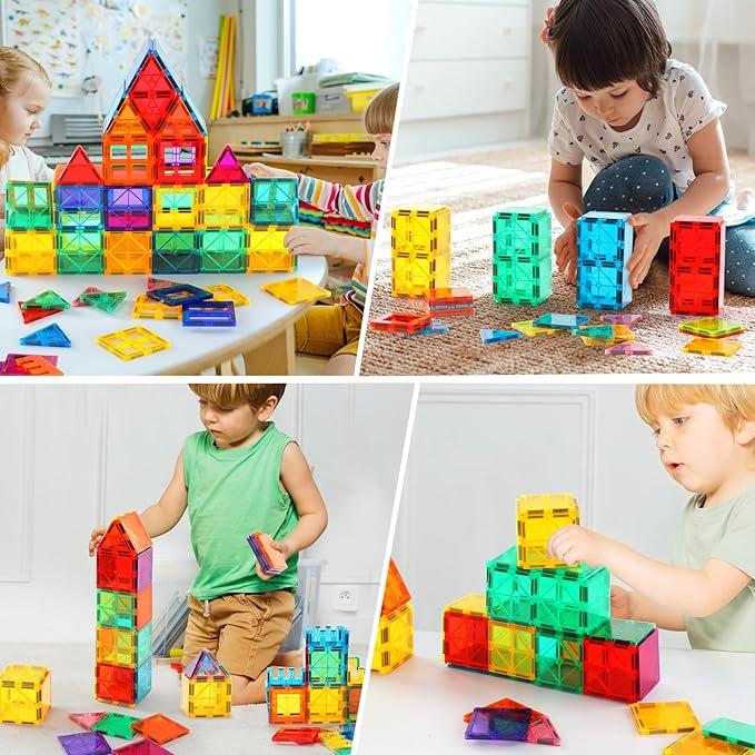 103 PCS Magnetic Building Tiles, Magnetic Tiles Kids Toys Magnet Toys for Toddler Magnetic Blocks Building Toys Preschool STEM Learning Sensory Montessori Toys for 3+ Year Old Boys and Girls, Safe Creativity Toddler Kids Toys, Christmas Toys Gift