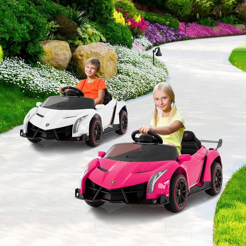 [LiveOnly] Costzon Licensed Lamborghini Ride On Car, 12V Battery Powered Electric Vehicle w Remote Control, 3 Speeds, Dual Doors, LED Lights, Horn, Music