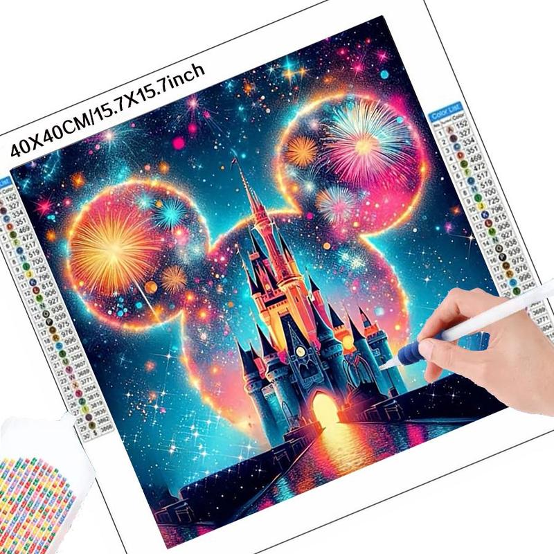 Disney Cinderella Castle Pattern DIY Diamond Arts Colorful Painting Kit without Frame, 5D Diamond Decor Painting Kit for Christmas Gift, DIY Wall Art Decor for Home Office