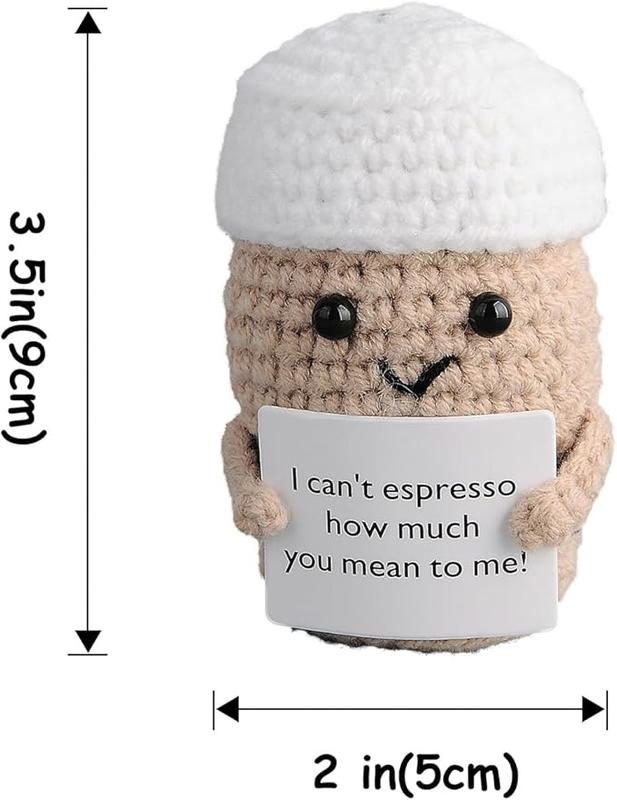 Emotional Support Crochet Coffee Espresso – Positive Gift Idea for Coffee Lovers, Perfect  Christmas ,Birthday Gift for Women, Men, Boyfriend & Girlfriend