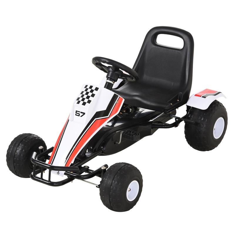 Aosom Go Kart for Kids, Pedal, Go Kart with Adjustable Seat, EVA Wheels, Forward, Backward, Ride on Car for Boys and Girls 3-6 Years Old