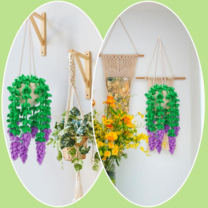 DIY Plant Hanging Craft Kit, 1 Set Funny Handmade Crochet Plant Hanging Craft Kit, Home Decoration Supplies for Indoor & Outdoor