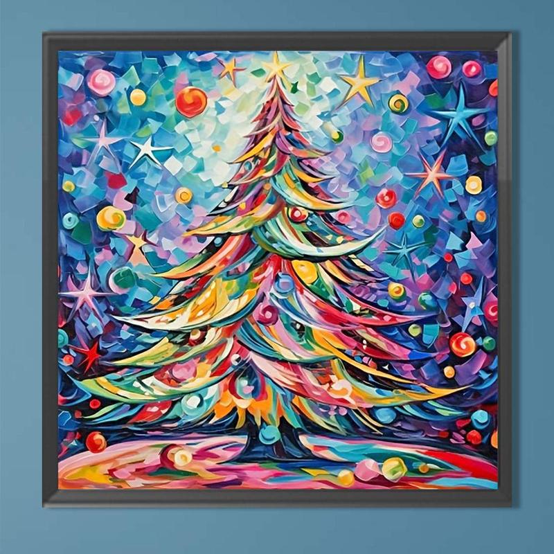 Colorful Christmas Tree Pattern DIY Diamond Arts Colorful Painting Kit without Frame, 1 Set DIY 5D Diamond Arts Colorful Painting, Wall Art Decor for Home