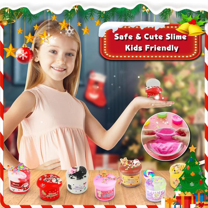 Slime Christmas Countdown Calendar with 24 Fluffy Slimes and Charm Toys