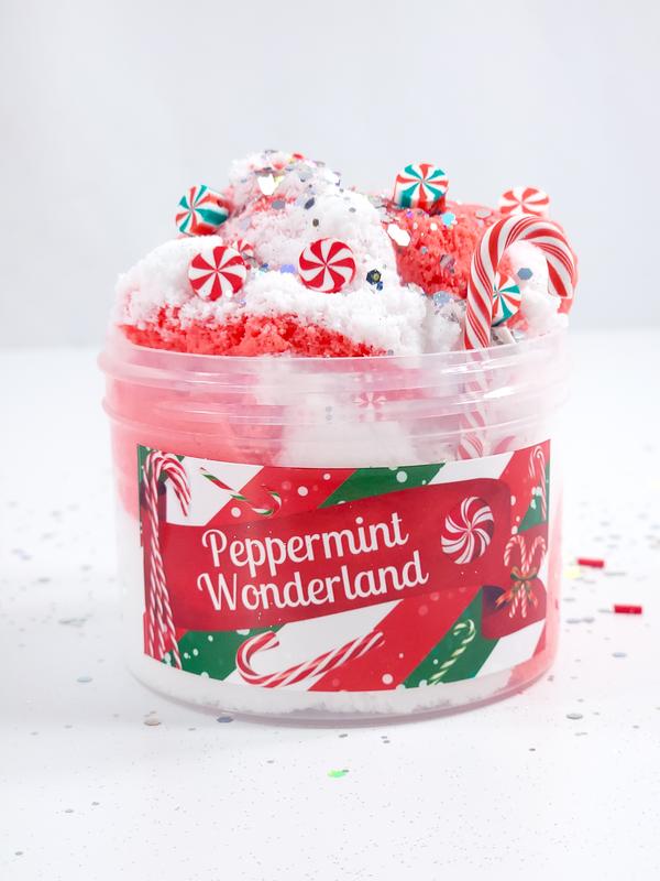 Peppermint Wonderland Christmas Slime - Cloud Dough Slime - Imagination Harvest Slime Shop